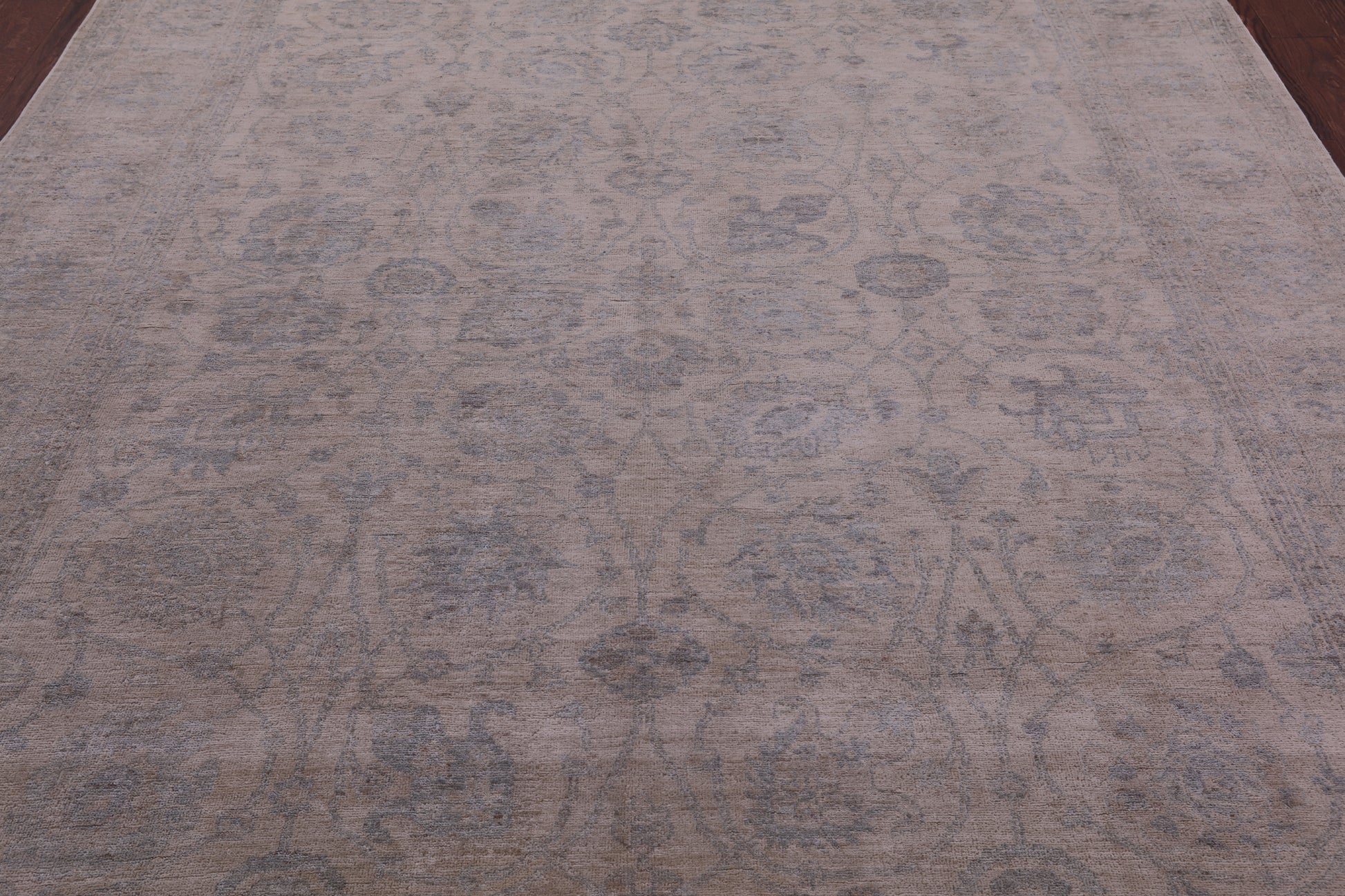 Ivory Turkish Oushak Hand Knotted Wool Rug - 8' 0" X 9' 7" - Golden Nile