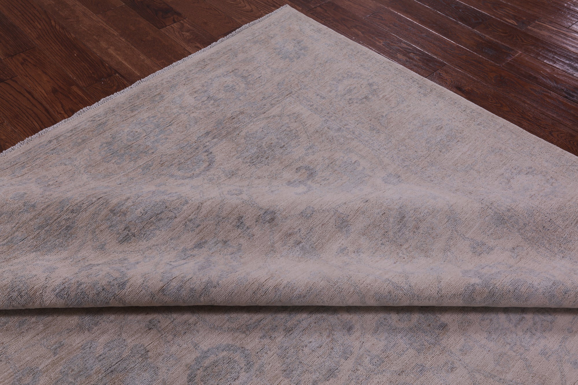 Ivory Turkish Oushak Hand Knotted Wool Rug - 8' 0" X 9' 7" - Golden Nile