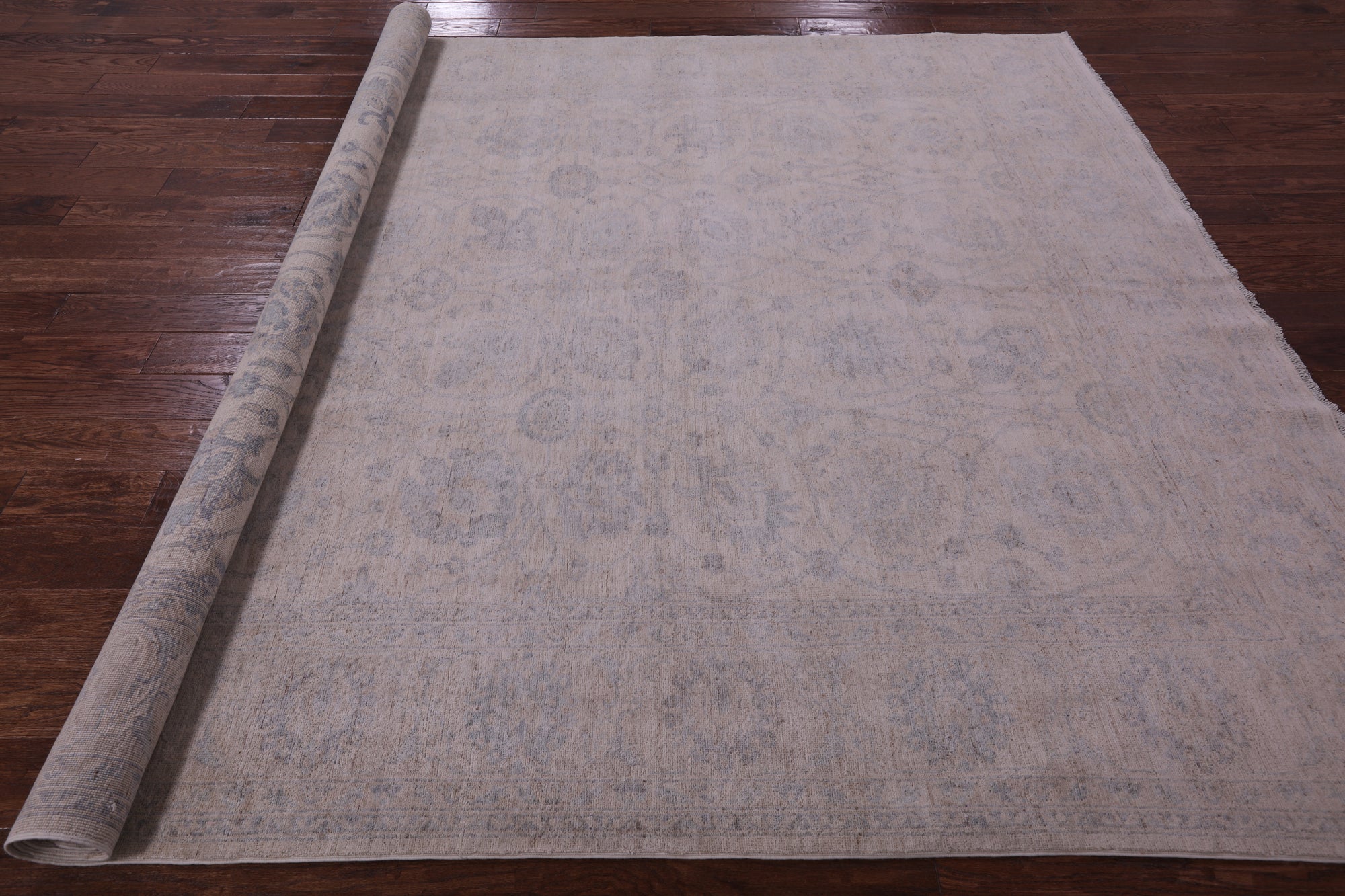 Ivory Turkish Oushak Hand Knotted Wool Rug - 8' 0" X 9' 7" - Golden Nile