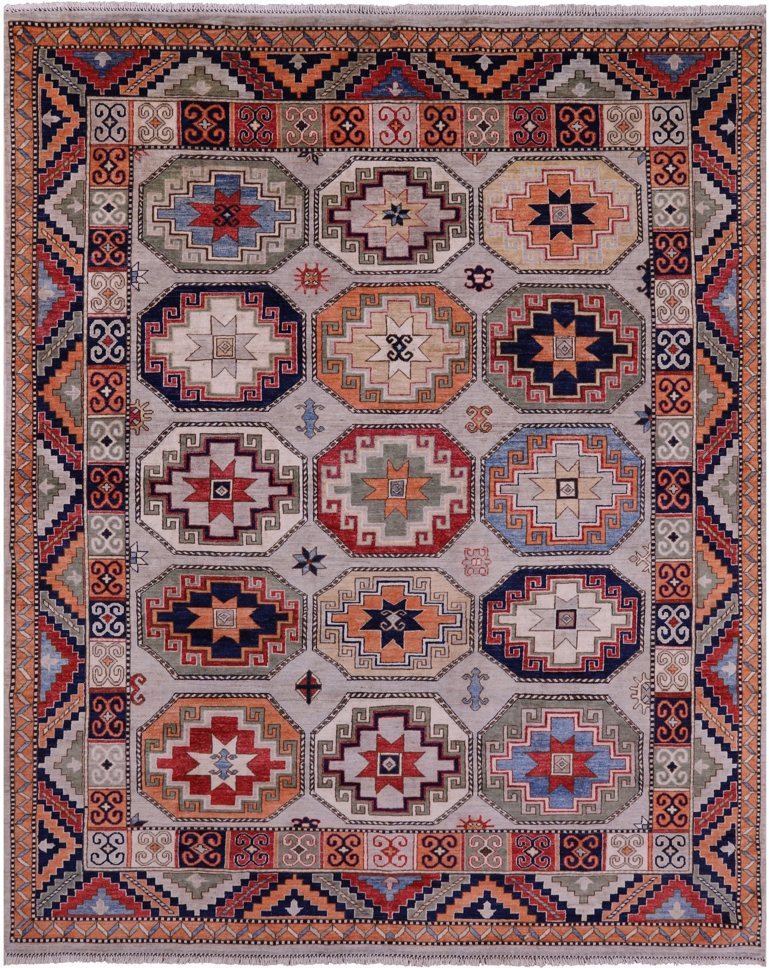 Turkmen Ersari Hand Knotted Wool Rug - 8' 3" X 9' 9" - Golden Nile