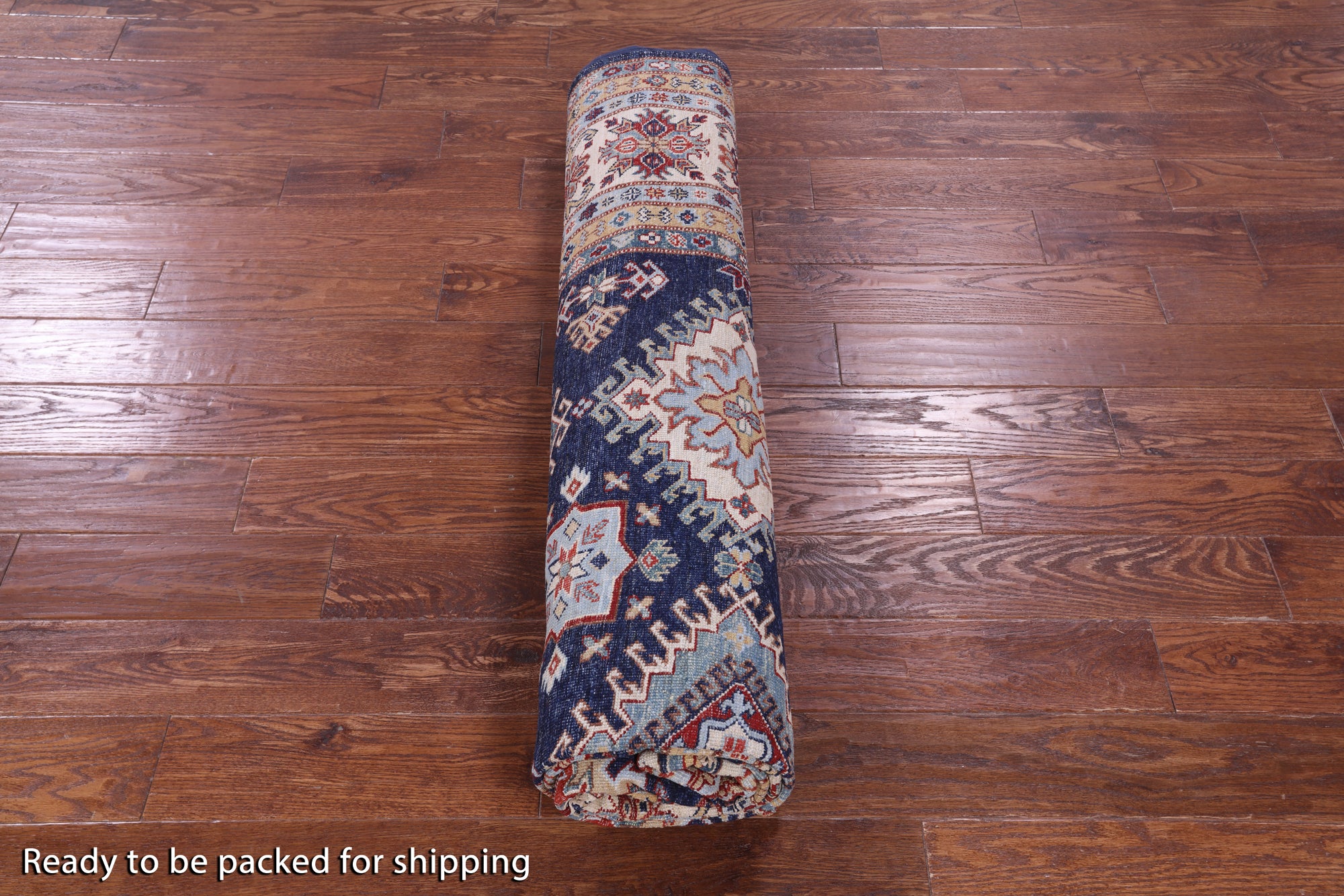 Blue Super Kazak Handmade Wool Rug - 8' 0" X 9' 9" - Golden Nile