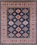 Blue Super Kazak Handmade Wool Rug - 8' 0" X 9' 9" - Golden Nile