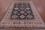 Blue Super Kazak Handmade Wool Rug - 8' 0" X 9' 9" - Golden Nile