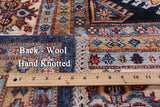Blue Super Kazak Handmade Wool Rug - 8' 0" X 9' 9" - Golden Nile