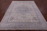Ivory Persian Fine Serapi Hand Knotted Wool Rug - 8' 1" X 9' 9" - Golden Nile