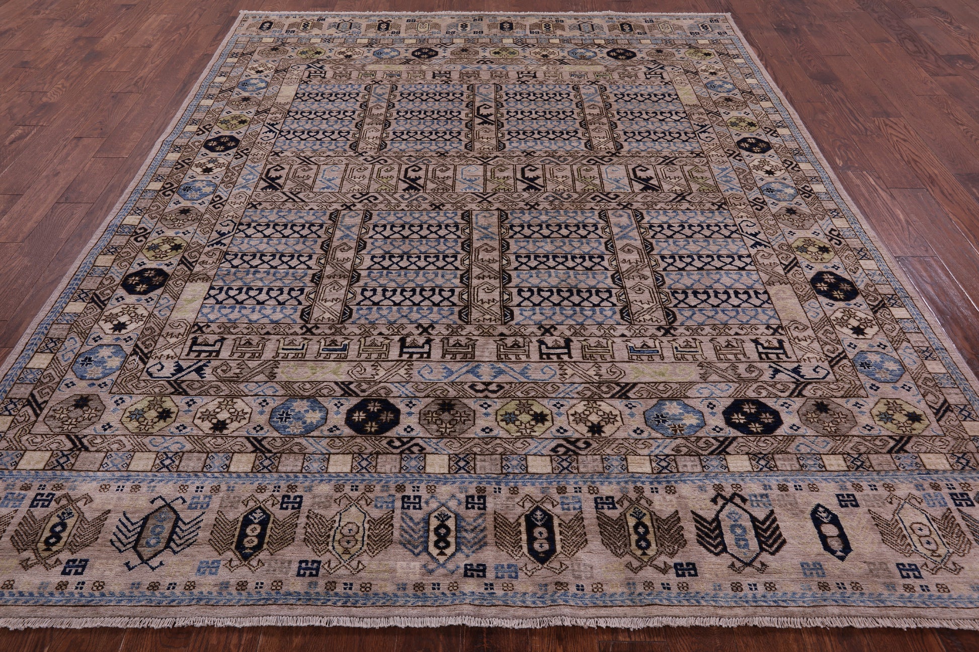 Turkmen Ersari Handmade Wool Rug - 8' 0" X 9' 10" - Golden Nile