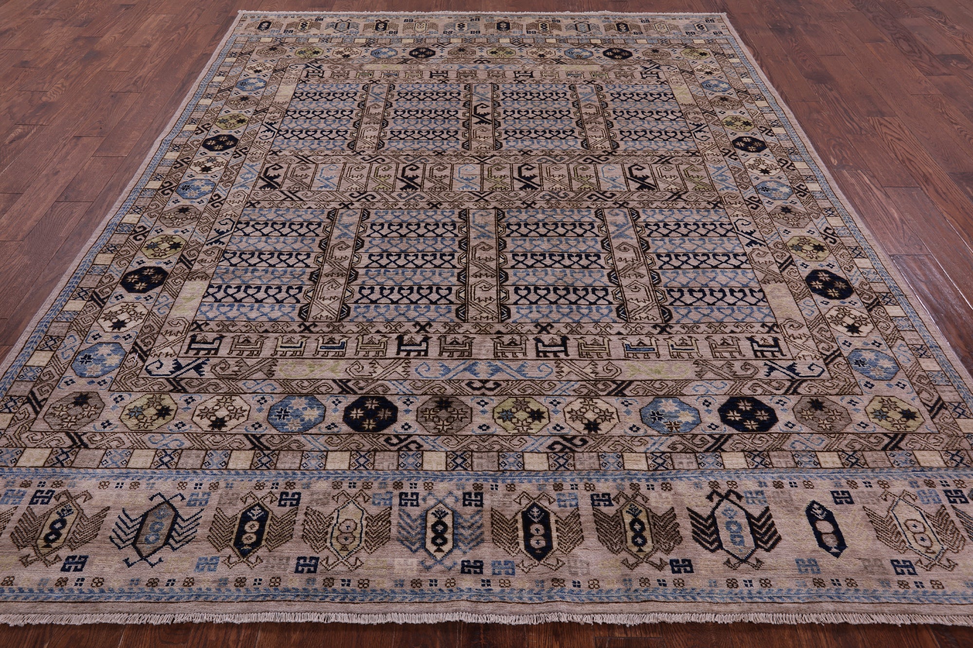 Turkmen Ersari Handmade Wool Rug - 8' 0" X 9' 10" - Golden Nile