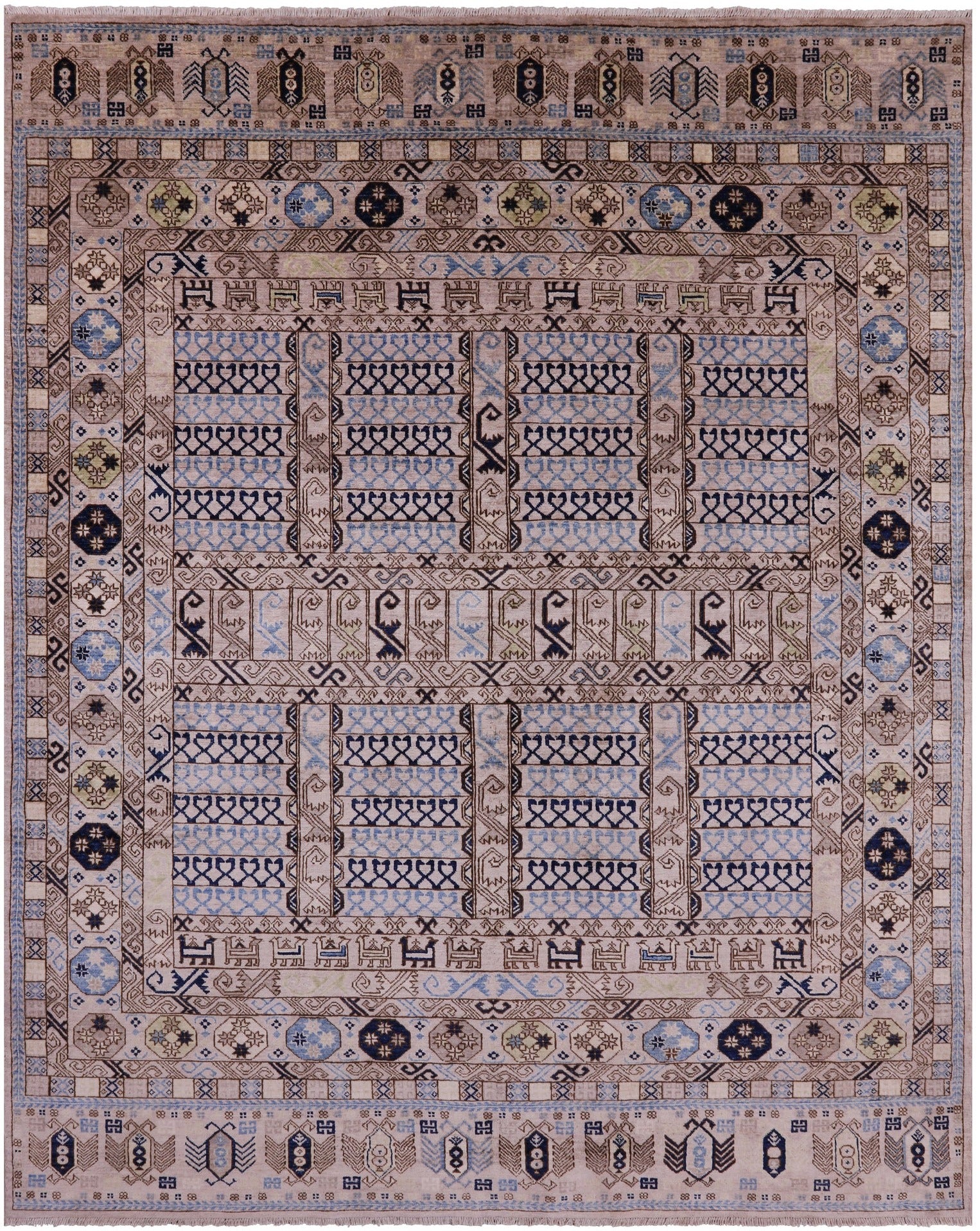 Turkmen Ersari Handmade Wool Rug - 8' 0" X 9' 10" - Golden Nile