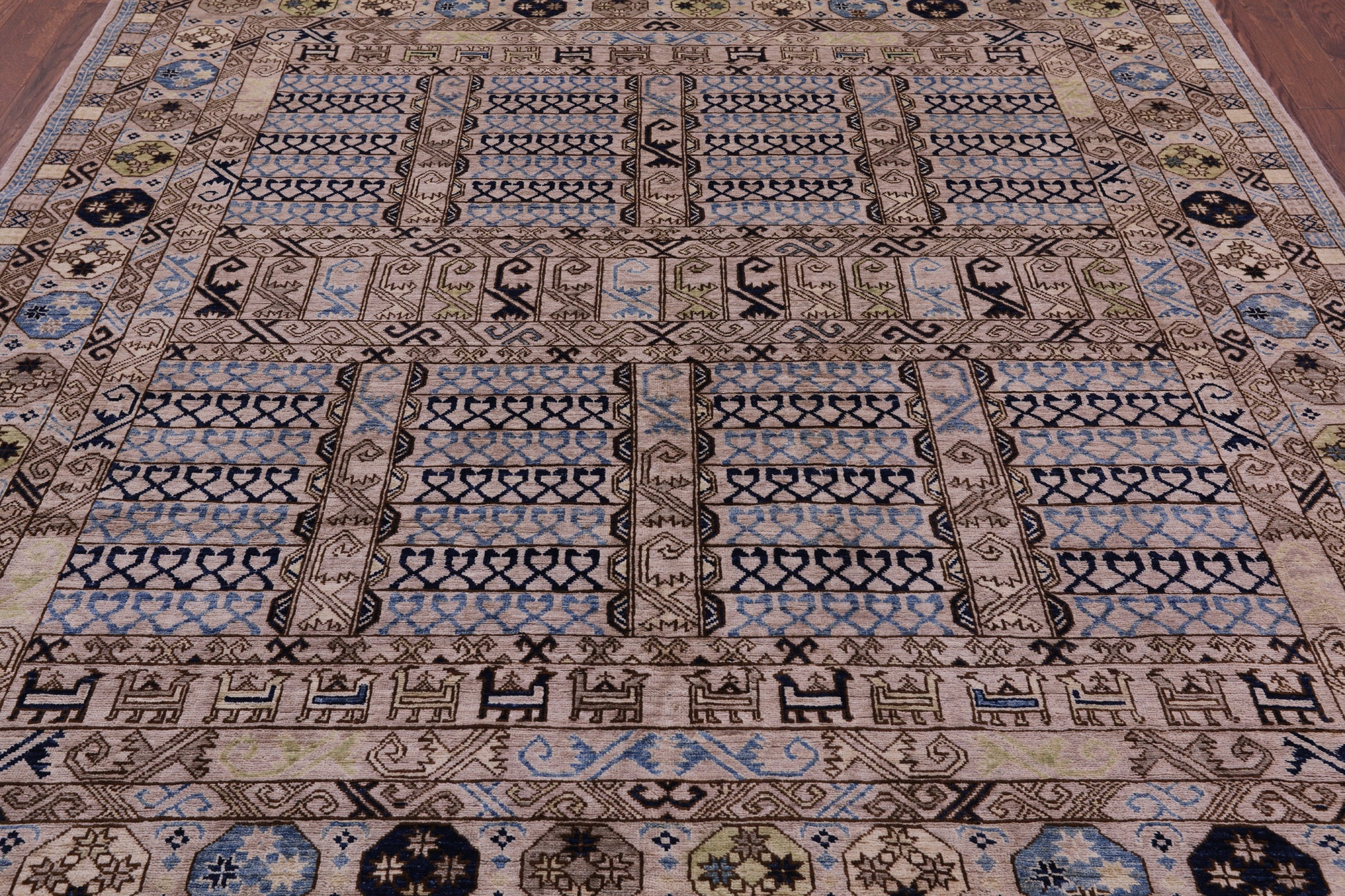 Turkmen Ersari Handmade Wool Rug - 8' 0" X 9' 10" - Golden Nile