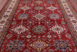 Red Super Kazak Hand Knotted Wool Rug - 8' 1" X 10' 3" - Golden Nile