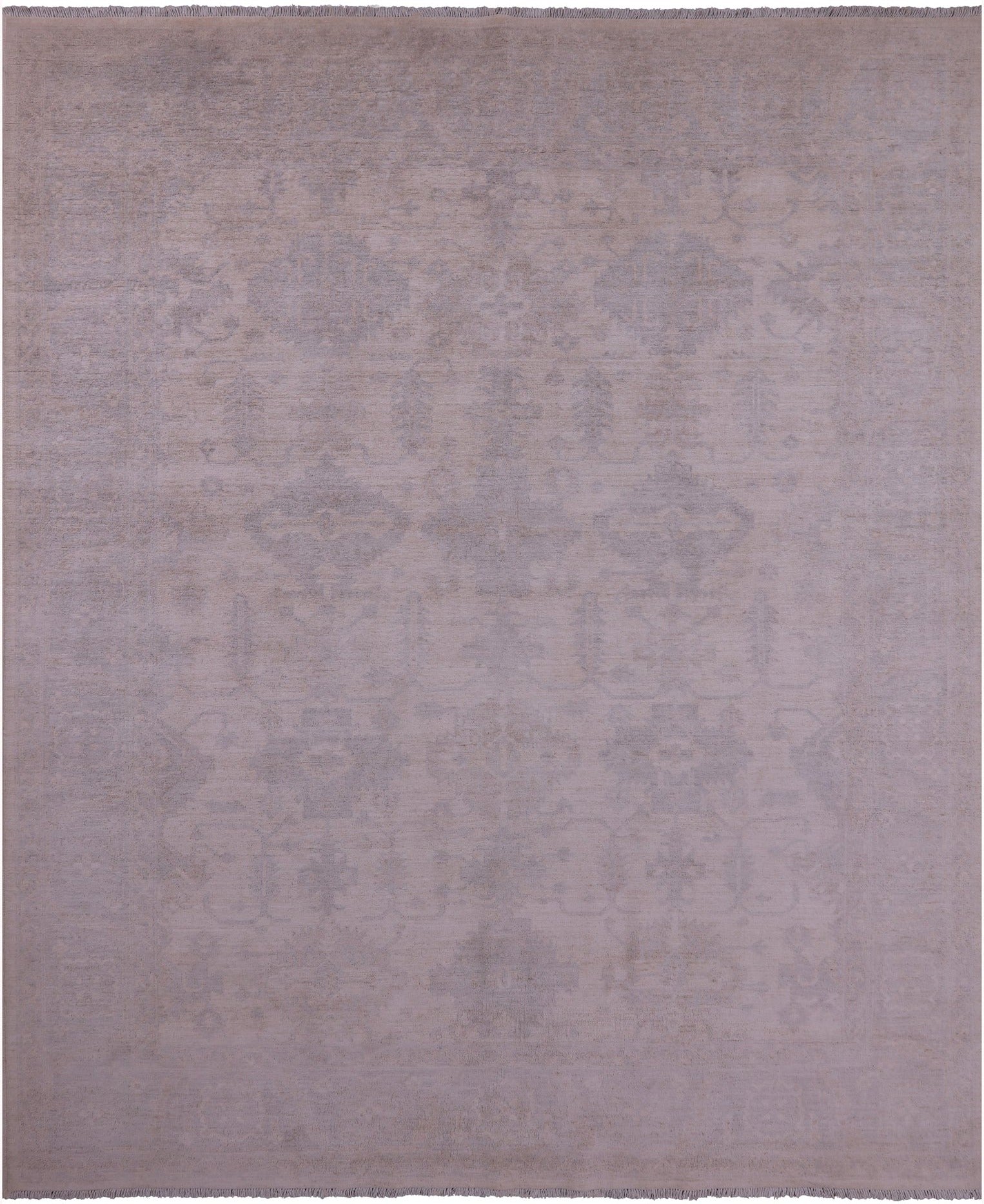 Ivory Turkish Oushak Hand Knotted Wool Rug - 8' 1" X 9' 7" - Golden Nile