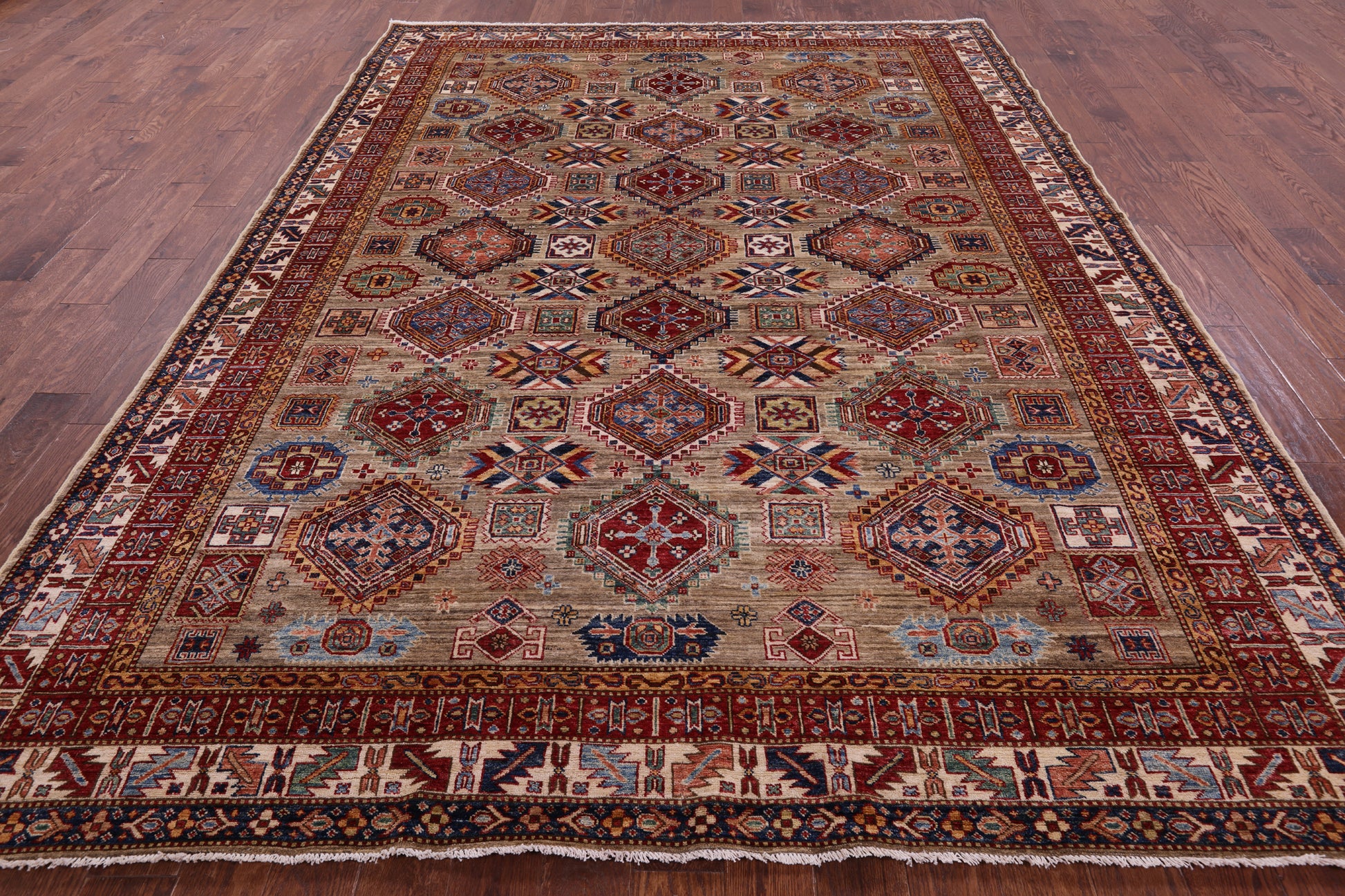 Super Kazak Hand Knotted Wool Rug - 8' 2" X 10' 11" - Golden Nile