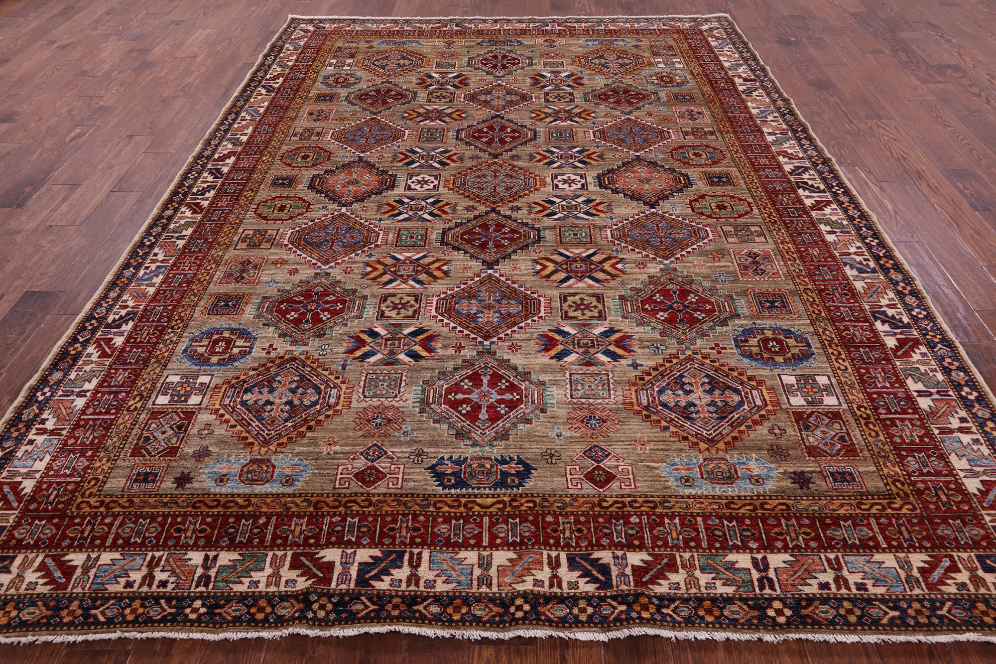 Super Kazak Hand Knotted Wool Rug - 8' 2" X 10' 11" - Golden Nile
