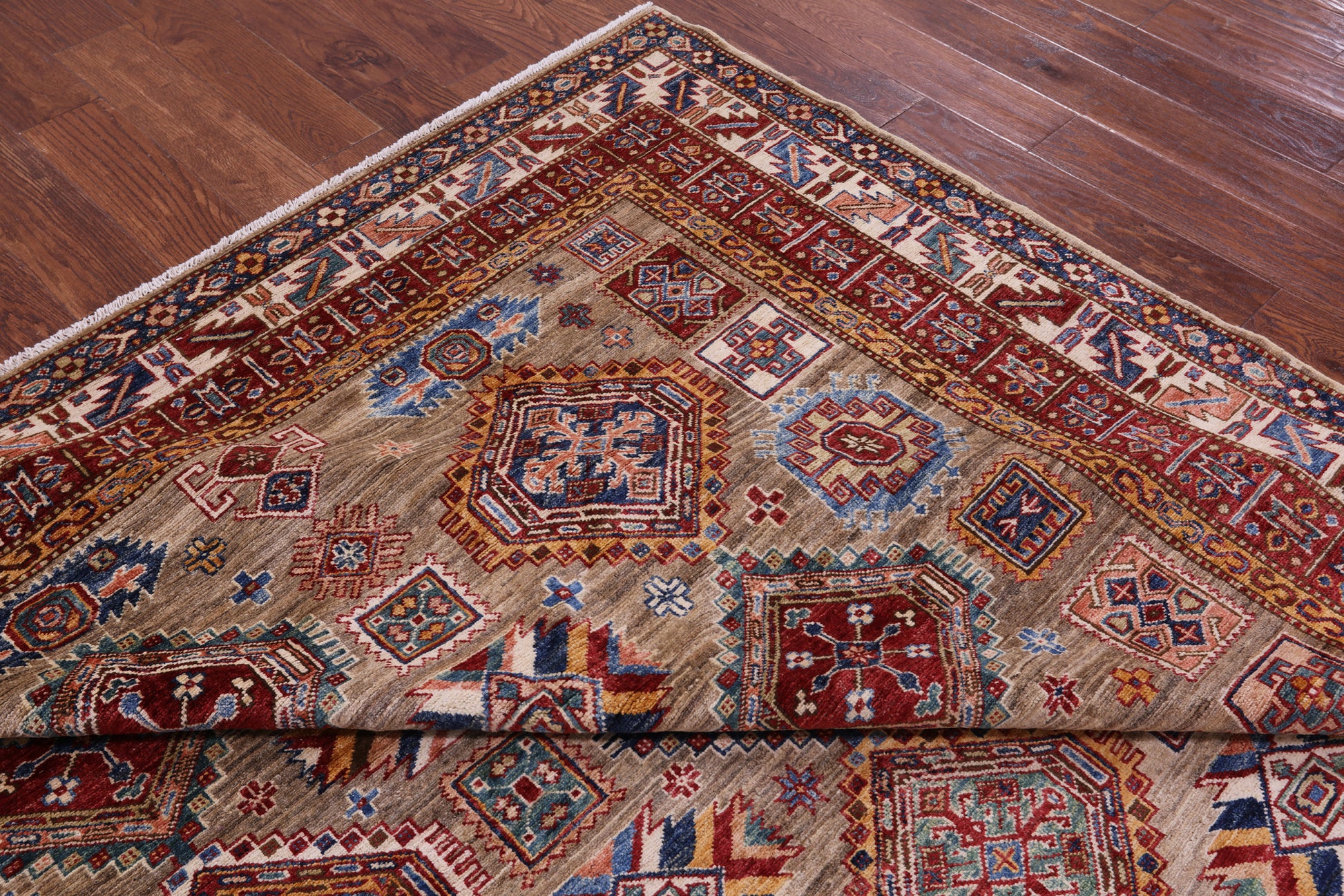 Super Kazak Hand Knotted Wool Rug - 8' 2" X 10' 11" - Golden Nile