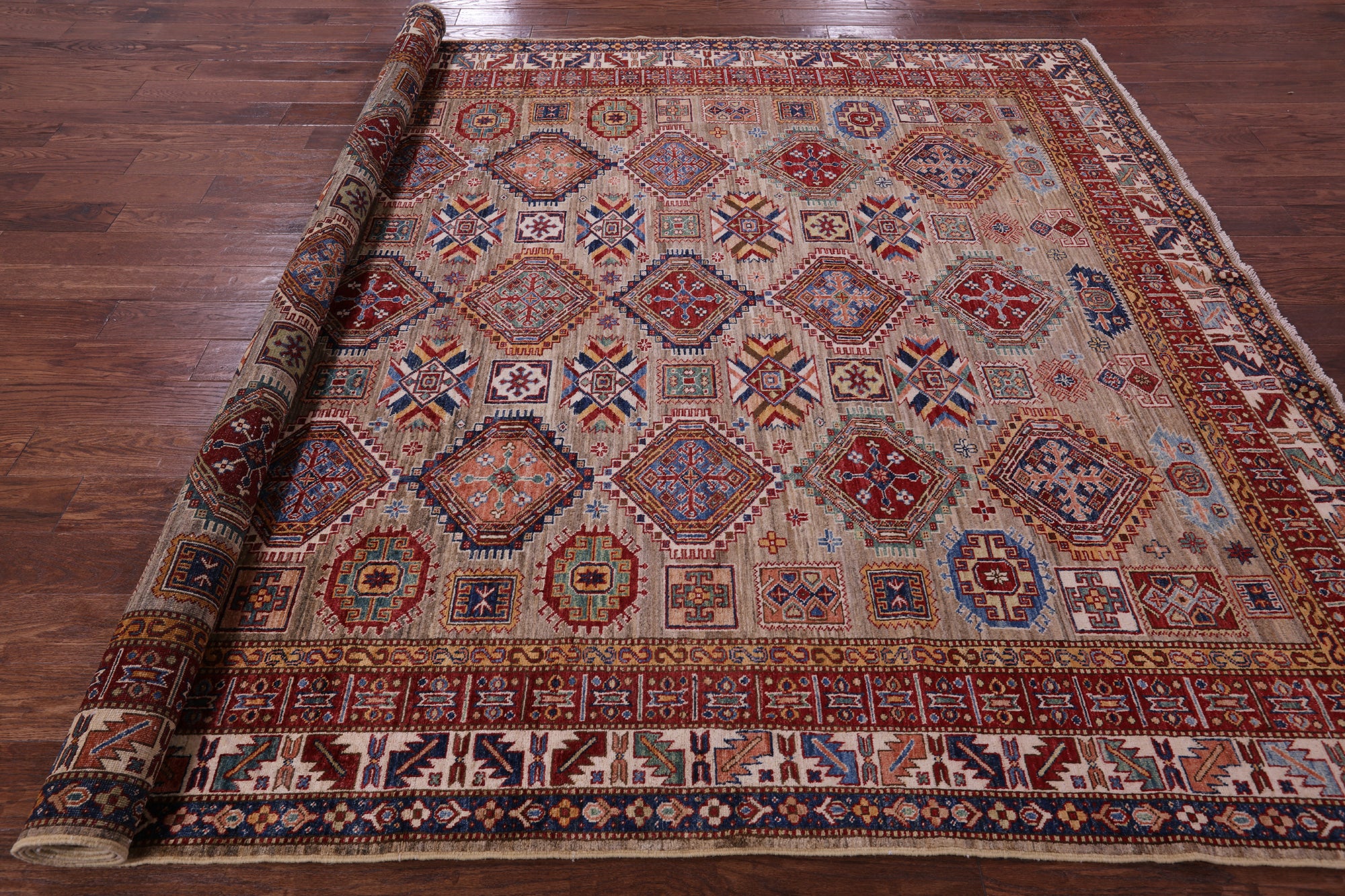 Super Kazak Hand Knotted Wool Rug - 8' 2" X 10' 11" - Golden Nile