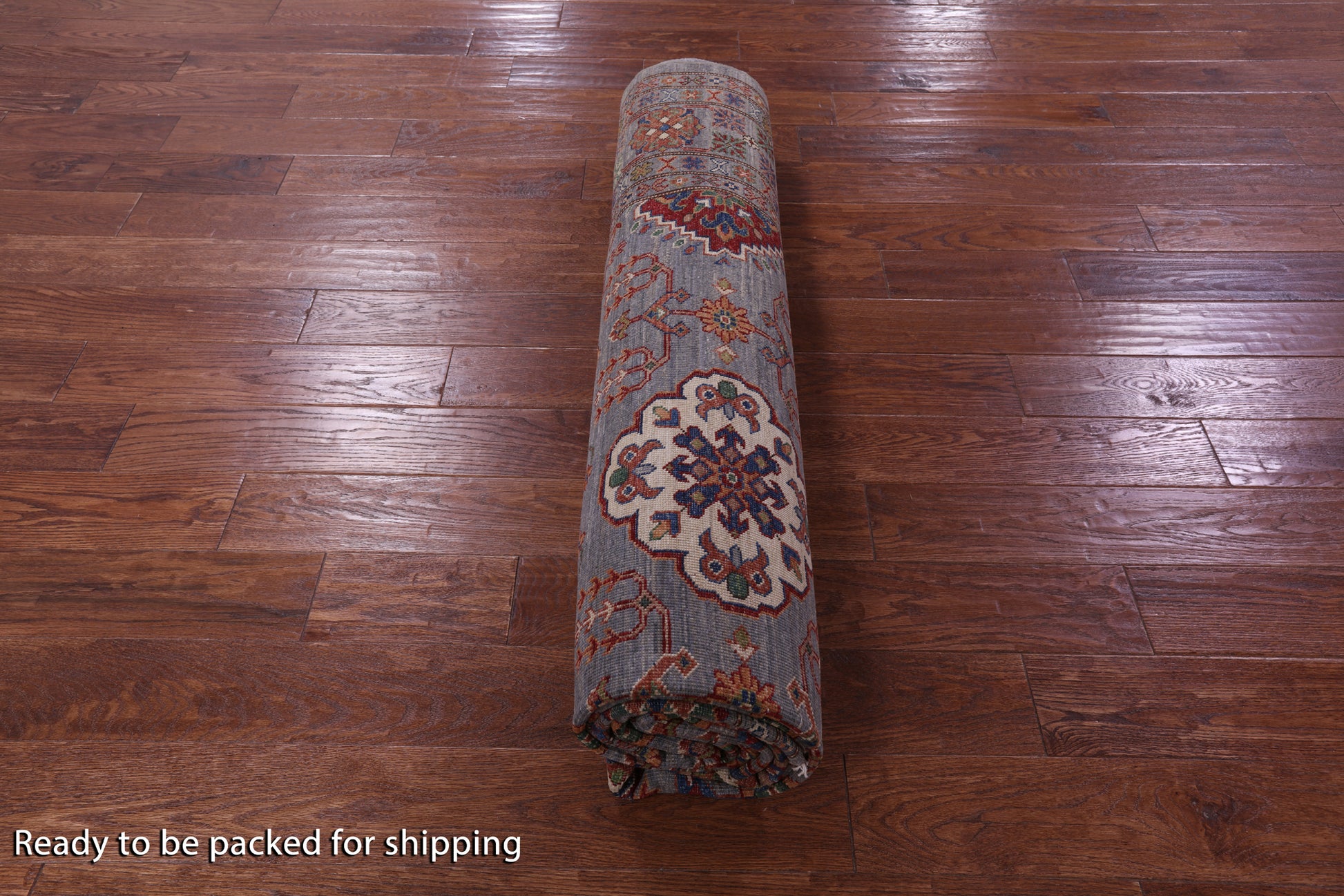 Grey Super Kazak Hand Knotted Wool Rug - 8' 1" X 10' 6" - Golden Nile