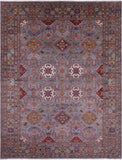 Grey Super Kazak Hand Knotted Wool Rug - 8' 1" X 10' 6" - Golden Nile