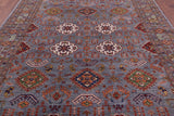 Grey Super Kazak Hand Knotted Wool Rug - 8' 1" X 10' 6" - Golden Nile