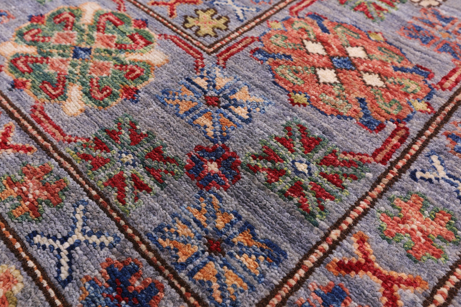Grey Super Kazak Hand Knotted Wool Rug - 8' 1" X 10' 6" - Golden Nile