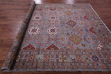 Grey Super Kazak Hand Knotted Wool Rug - 8' 1" X 10' 6" - Golden Nile