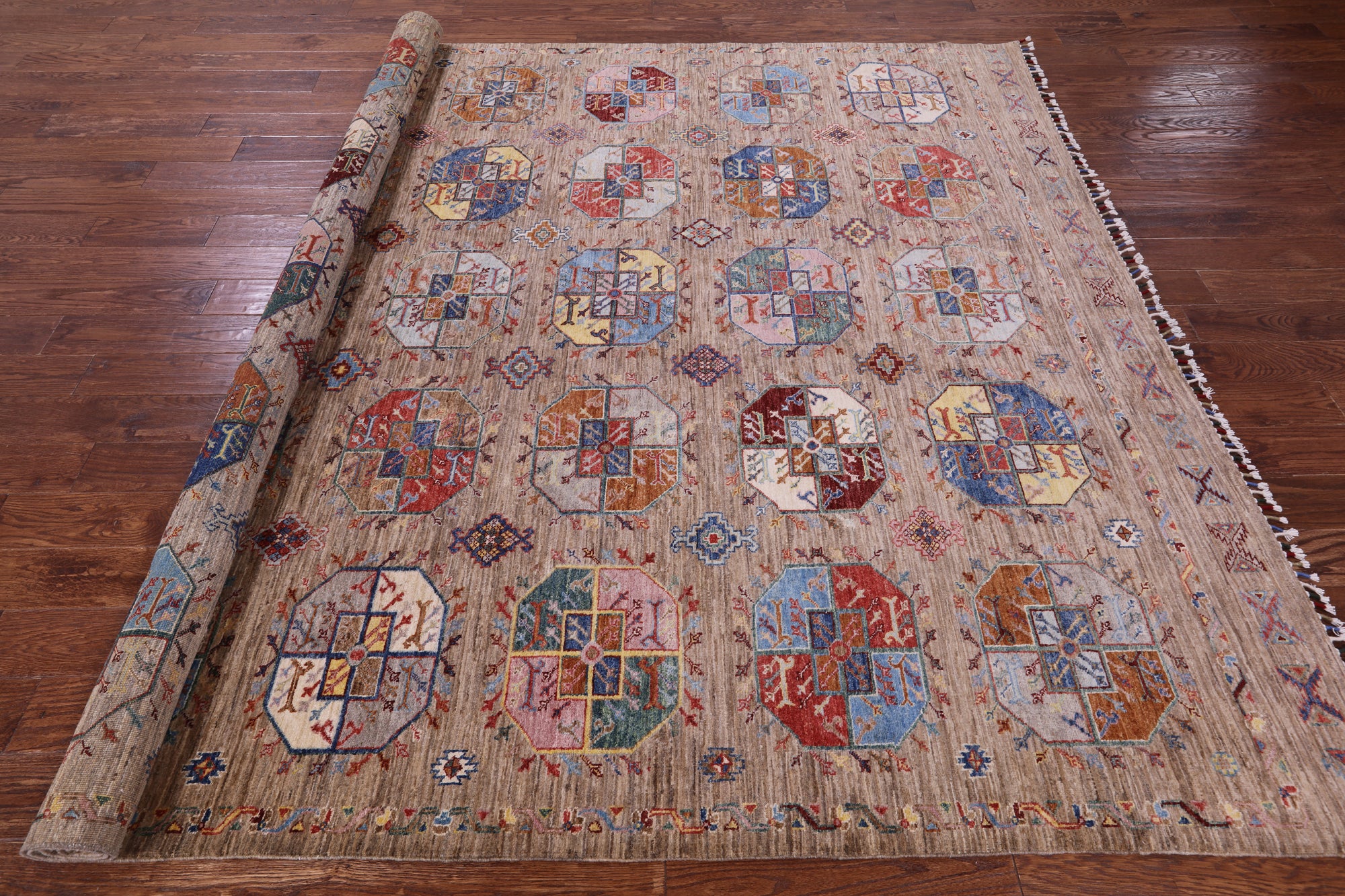 Turkmen Ersari Handmade Wool Rug - 8' 2" X 9' 6" - Golden Nile