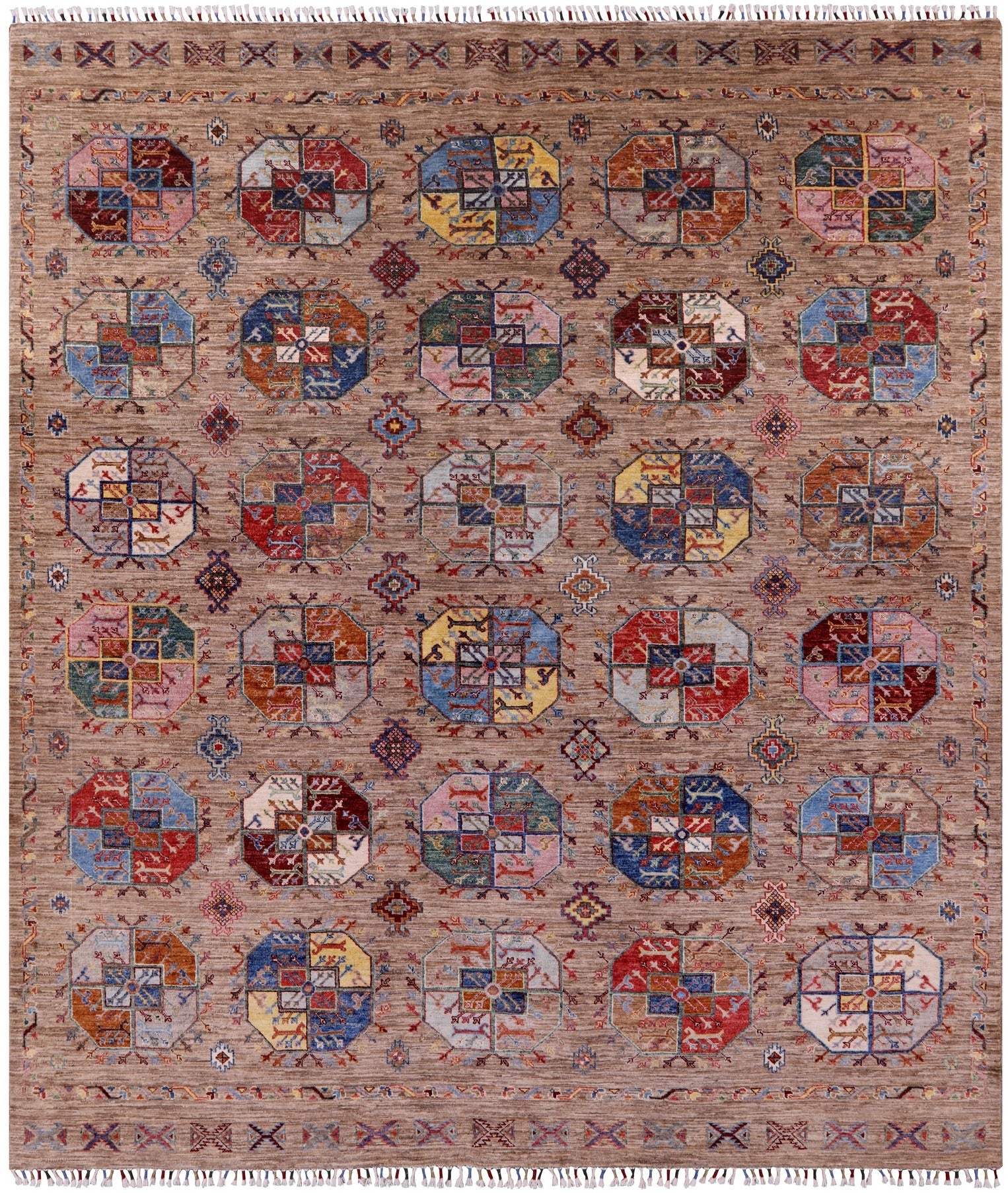 Turkmen Ersari Handmade Wool Rug - 8' 2" X 9' 6" - Golden Nile