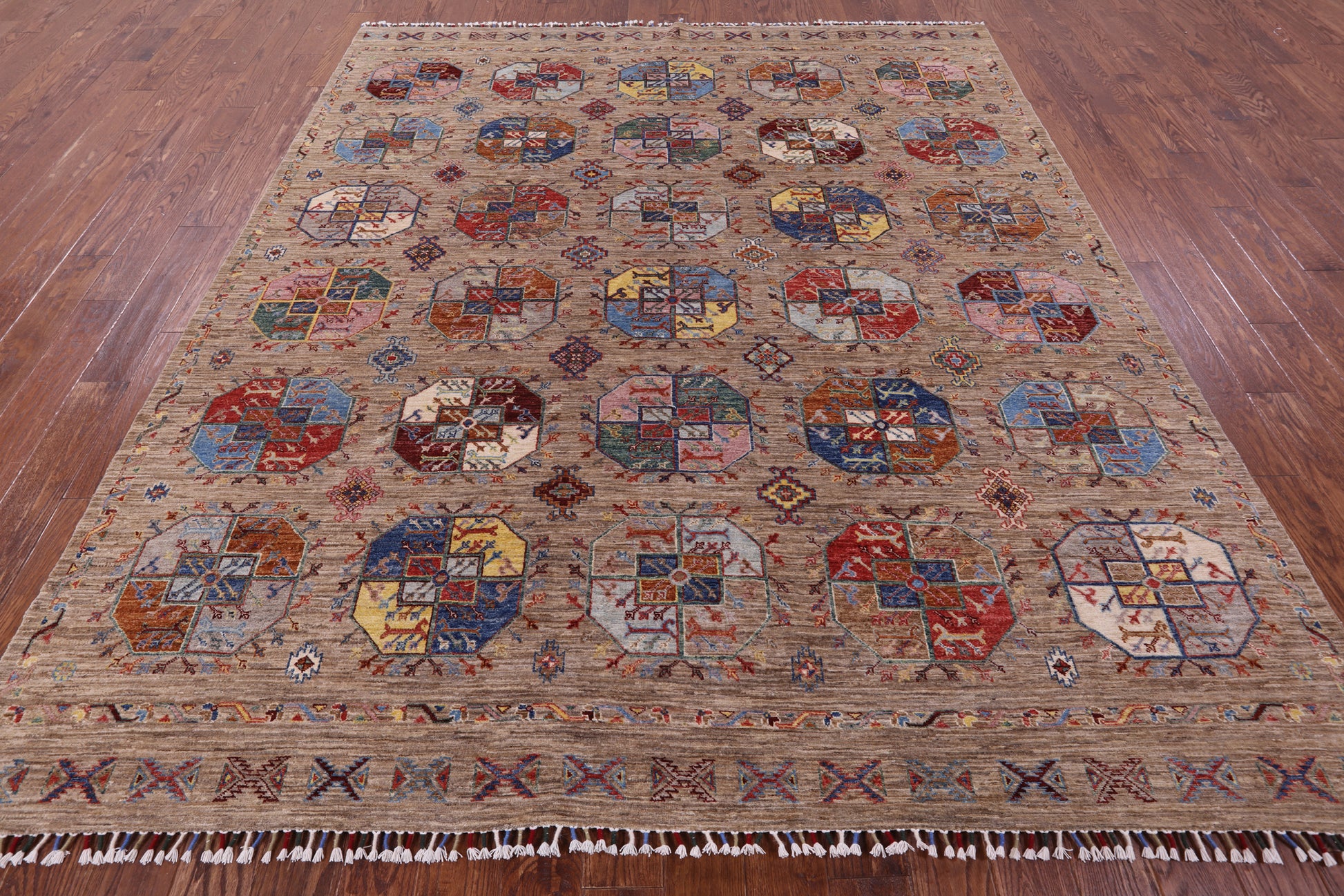 Turkmen Ersari Handmade Wool Rug - 8' 2" X 9' 6" - Golden Nile