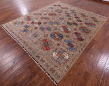 Turkmen Ersari Handmade Wool Rug - 8' 2" X 9' 6" - Golden Nile