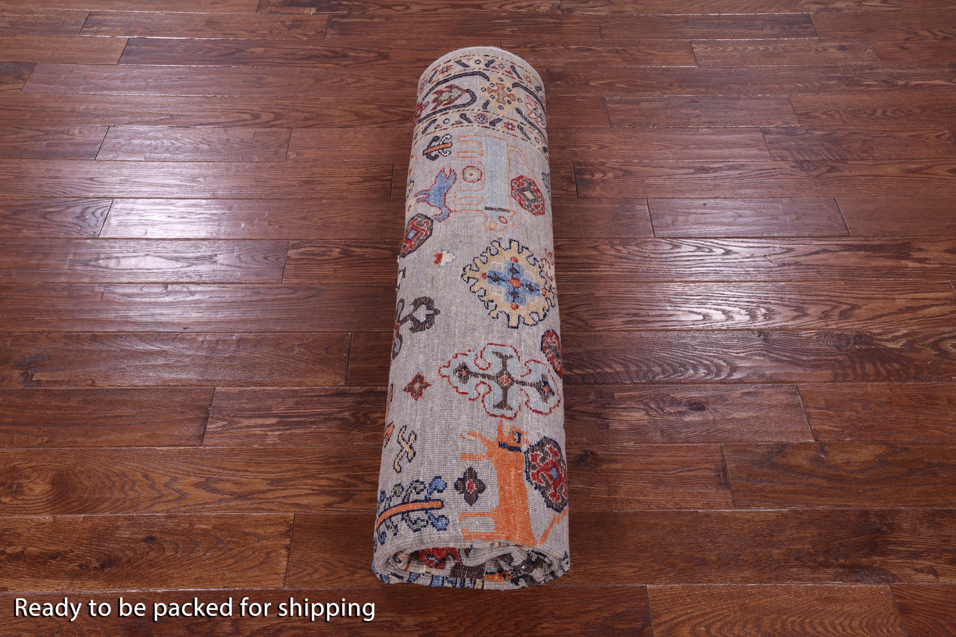 Ivory Persian Fine Serapi Hand Knotted Wool Rug - 7' 9" X 9' 9" - Golden Nile