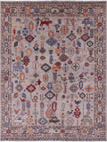 Ivory Persian Fine Serapi Hand Knotted Wool Rug - 7' 9" X 9' 9" - Golden Nile