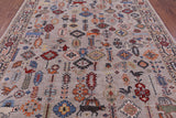 Ivory Persian Fine Serapi Hand Knotted Wool Rug - 7' 9" X 9' 9" - Golden Nile