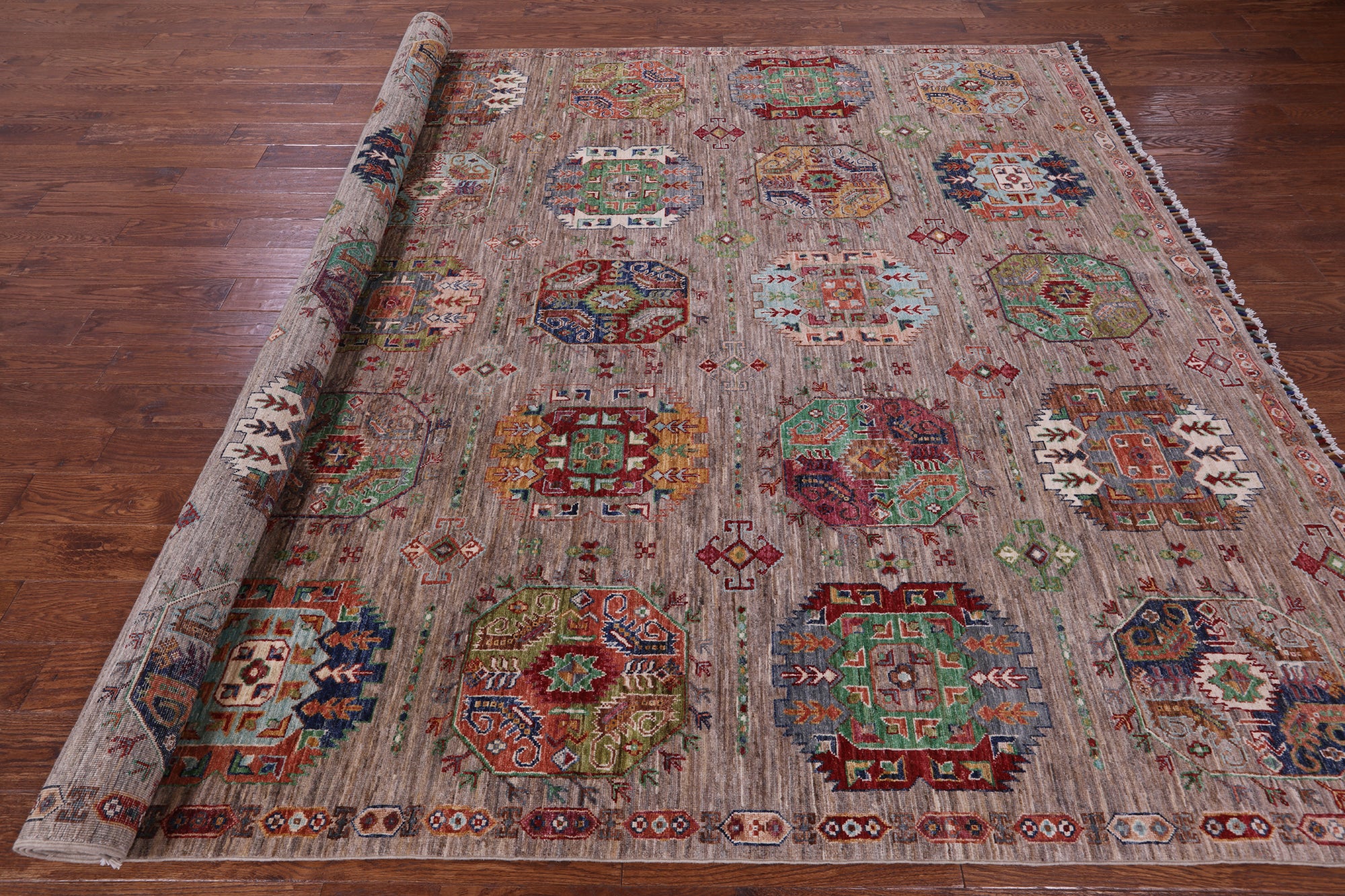 Turkmen Ersari Hand Knotted Wool Rug - 8' 8" X 11' 7" - Golden Nile
