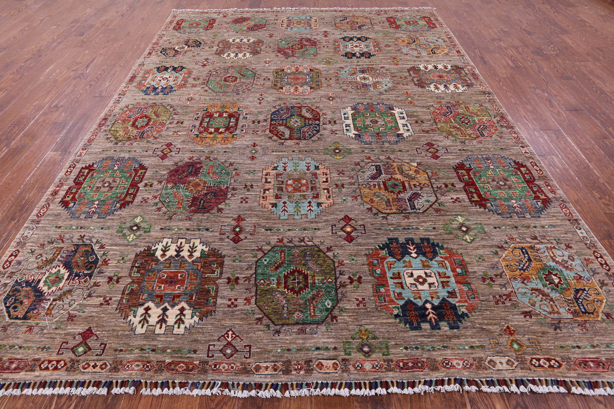 Turkmen Ersari Hand Knotted Wool Rug - 8' 8" X 11' 7" - Golden Nile
