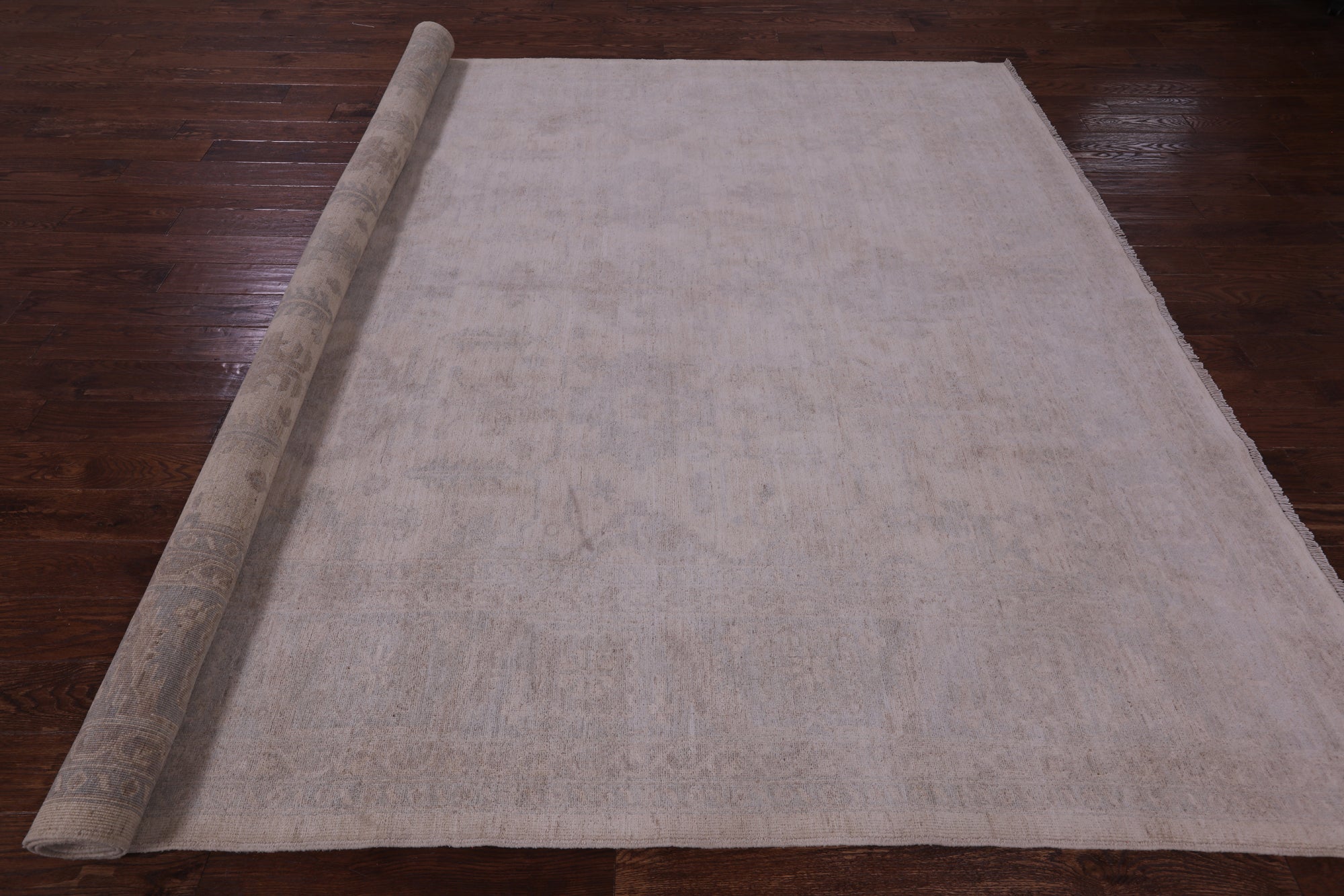 Ivory Turkish Oushak Hand Knotted Wool Rug - 8' 10" X 11' 7" - Golden Nile