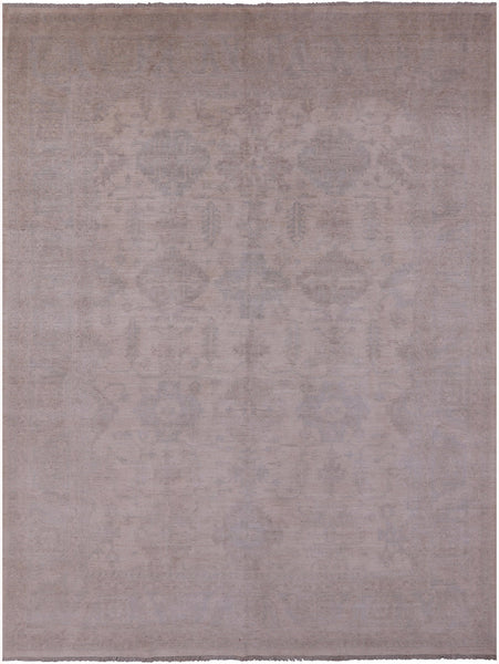 Ivory Turkish Oushak Hand Knotted Wool Rug - 8' 10" X 11' 7" - Golden Nile
