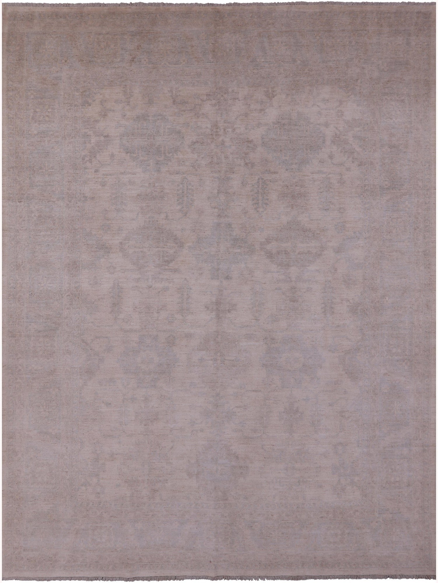 Ivory Turkish Oushak Hand Knotted Wool Rug - 8' 10" X 11' 7" - Golden Nile