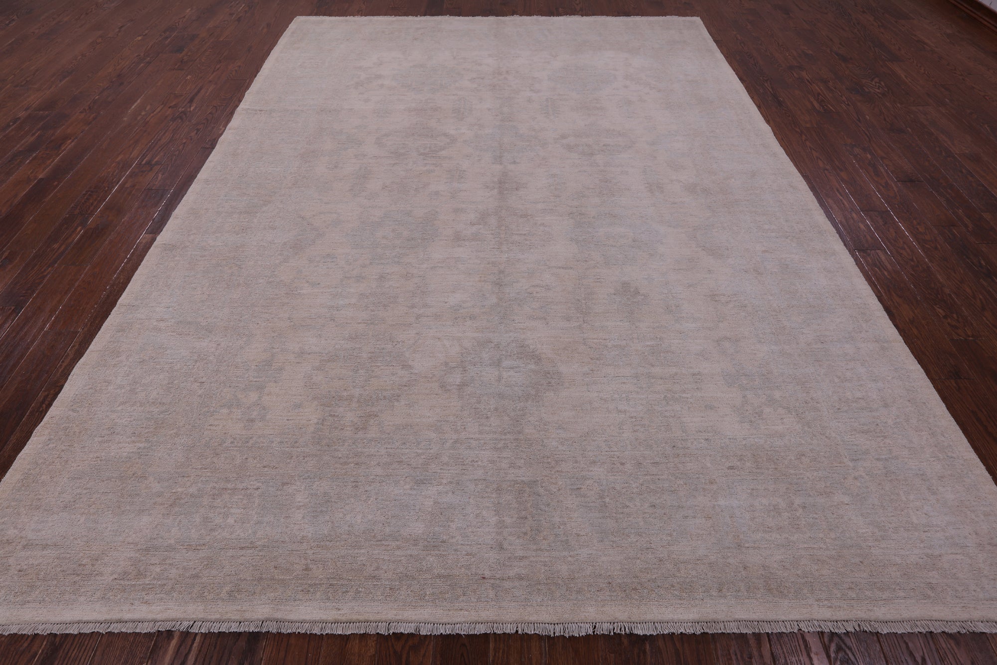 Ivory Turkish Oushak Hand Knotted Wool Rug - 8' 10" X 11' 7" - Golden Nile