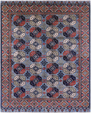 Blue Turkmen Ersari Hand Knotted Wool Rug - 9' 0" X 11' 11" - Golden Nile