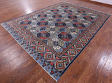 Blue Turkmen Ersari Hand Knotted Wool Rug - 9' 0" X 11' 11" - Golden Nile