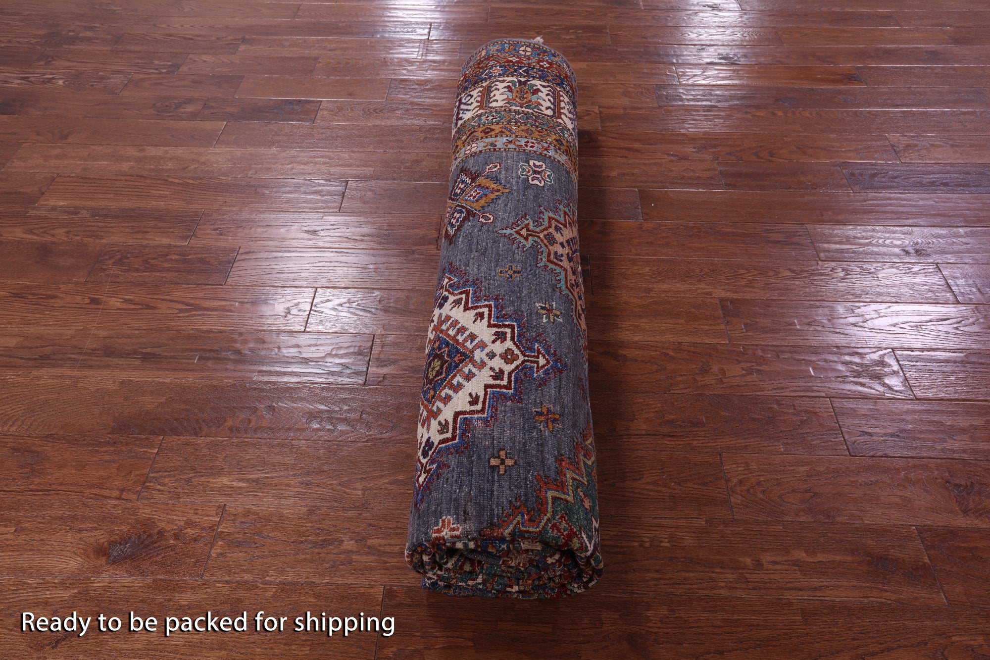 Grey Super Kazak Hand Knotted Wool Rug - 8' 10" X 12' 10" - Golden Nile