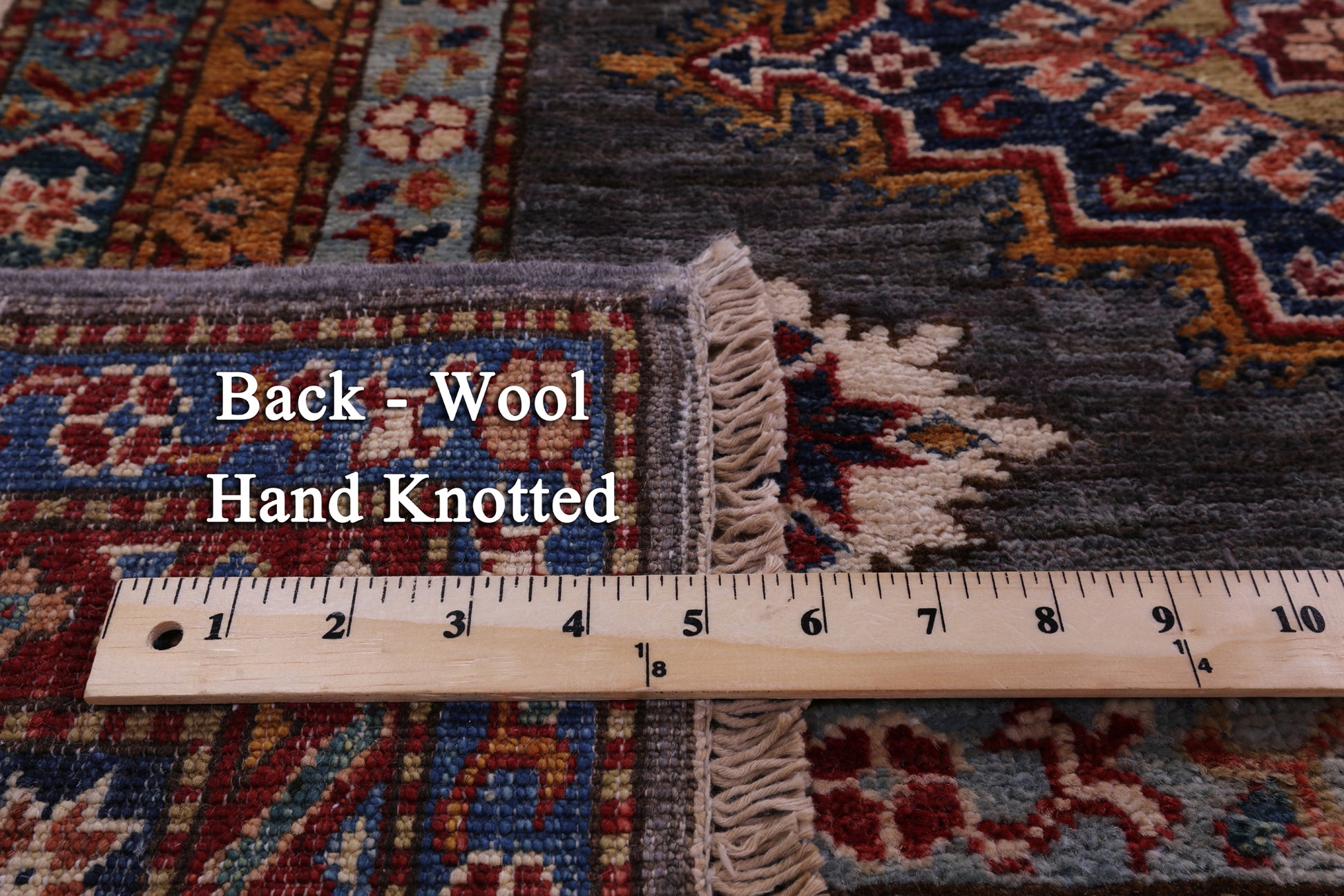 Grey Super Kazak Hand Knotted Wool Rug - 8' 10" X 12' 10" - Golden Nile