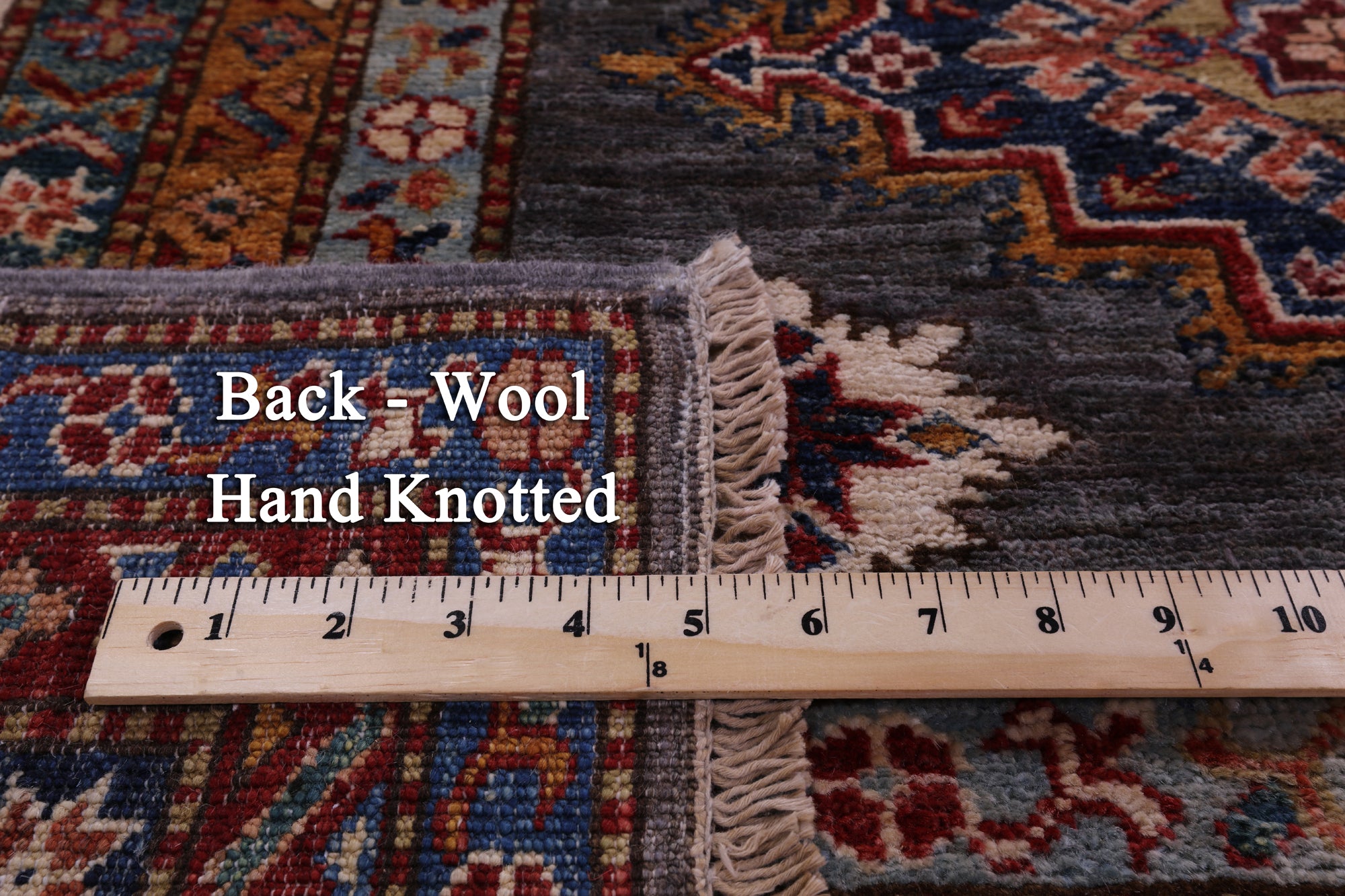 Grey Super Kazak Hand Knotted Wool Rug - 8' 10" X 12' 10" - Golden Nile