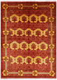 Red William Morris Hand Knotted Wool Area Rug - 6' 3" X 8' 6" - Golden Nile
