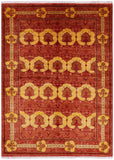 Red William Morris Hand Knotted Wool Area Rug - 6' 3" X 8' 6" - Golden Nile