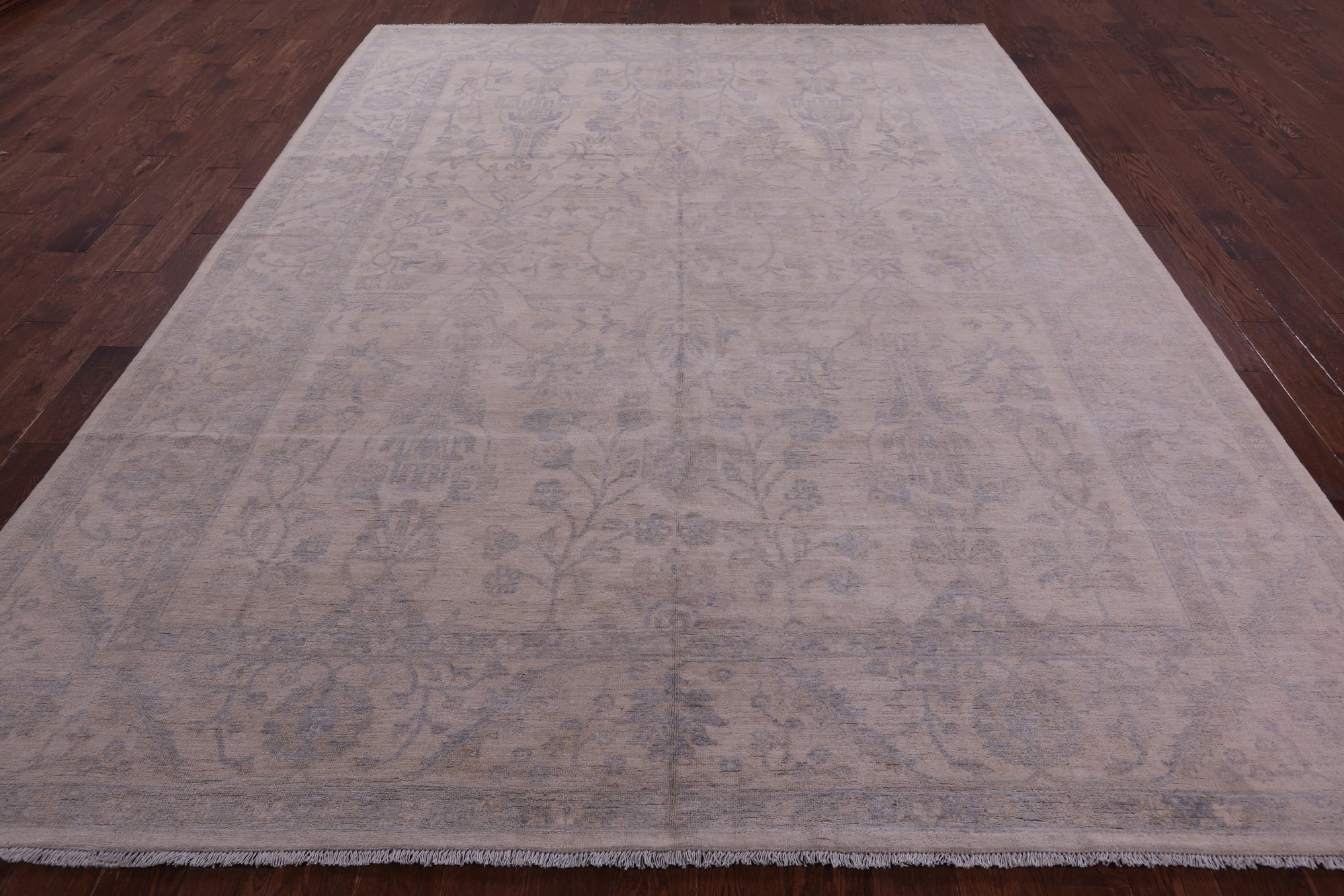 Ivory Turkish Oushak Hand Knotted Wool Rug - 9' 0" X 11' 9" - Golden Nile