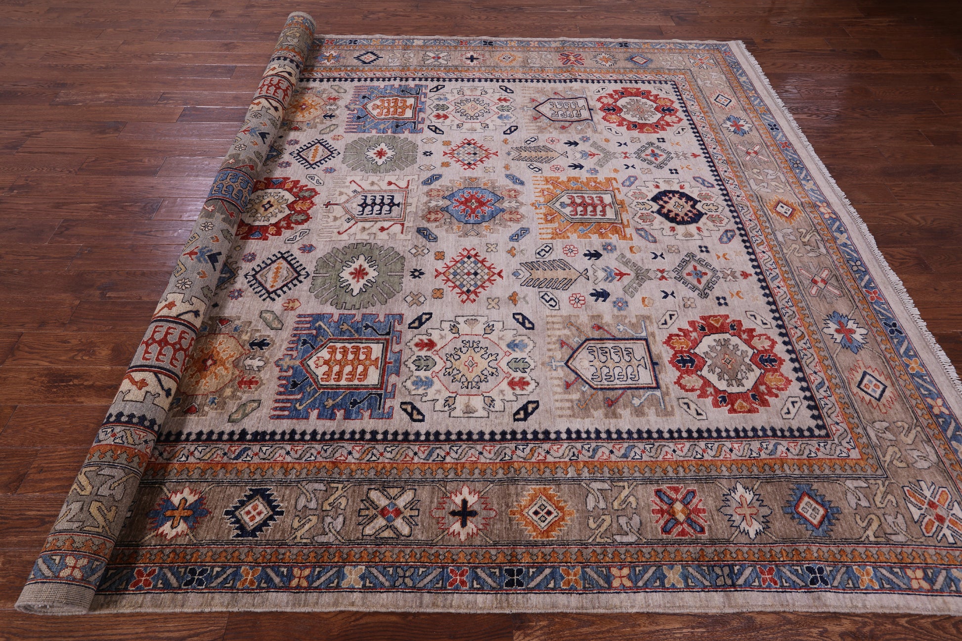 Turkmen Ersari Hand Knotted Wool Rug - 9' 1" X 11' 9" - Golden Nile