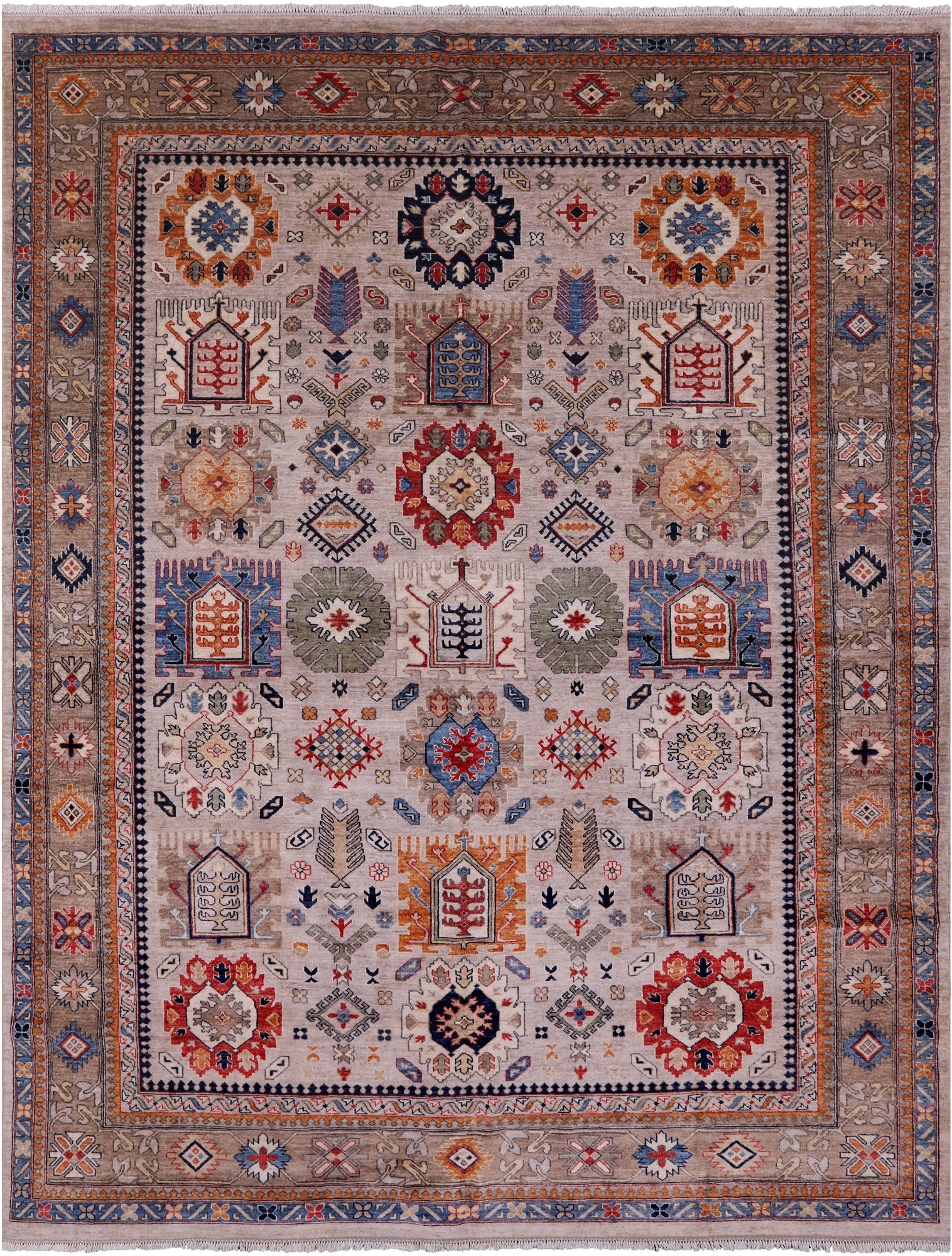Turkmen Ersari Hand Knotted Wool Rug - 9' 1" X 11' 9" - Golden Nile