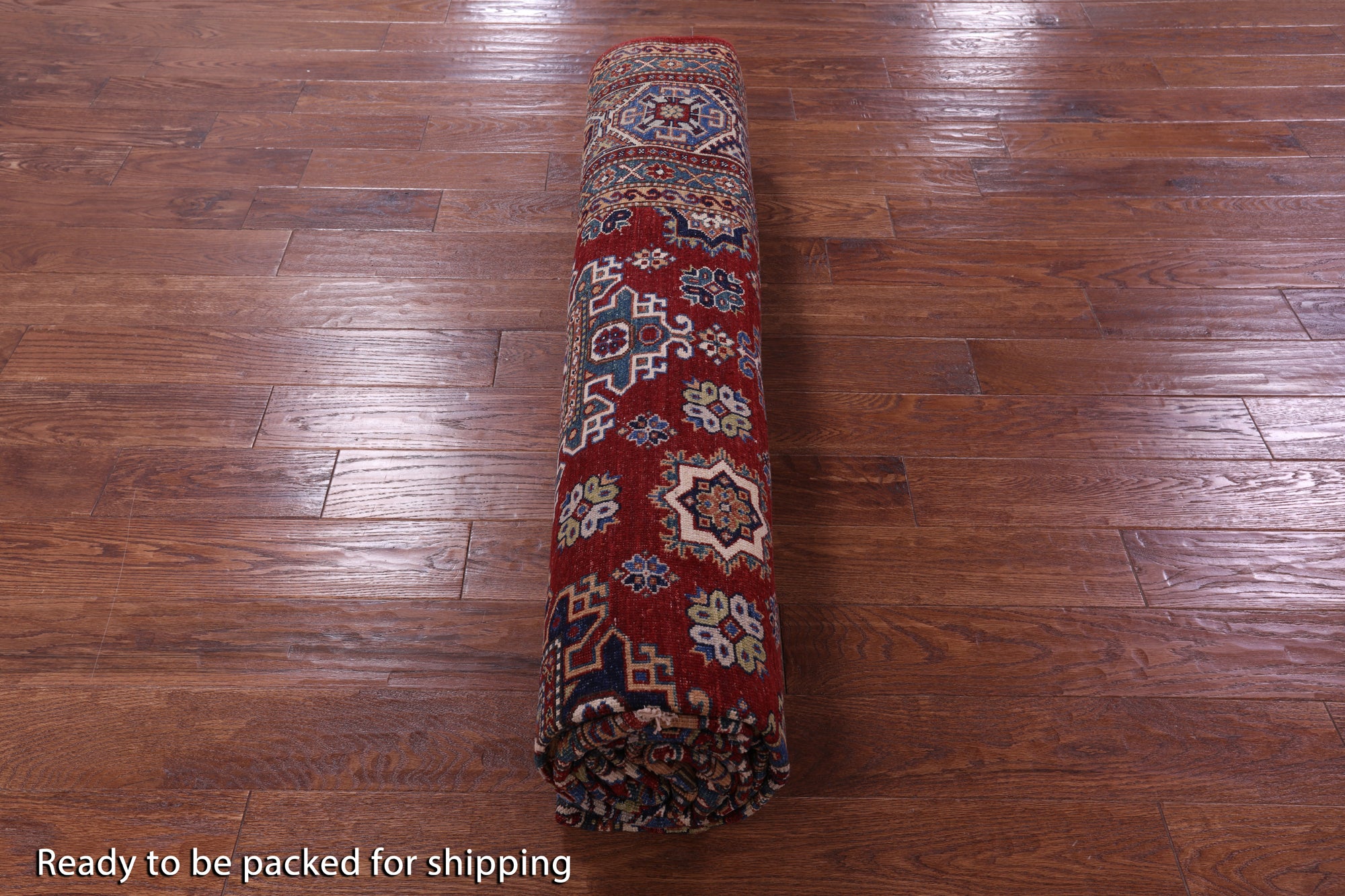 Red Super Kazak Hand Knotted Wool Rug - 8' 8" X 12' 4" - Golden Nile