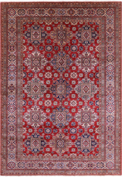 Red Super Kazak Hand Knotted Wool Rug - 8' 8" X 12' 4" - Golden Nile