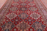 Red Super Kazak Hand Knotted Wool Rug - 8' 8" X 12' 4" - Golden Nile